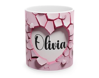 Customizable Heart Valentine's Day Mug | Ceramic 11oz 15oz