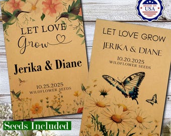 RUSH Custom Seed Packets Wedding Favor for Guests in Bulk/Rustic Wedding Seed Packets/Personalized Bridal Shower Favor/Wildflower Seed Favor