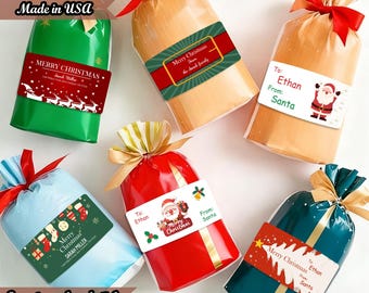 Personalized Christmas Stickers | Custom Santa Gift Tags | Waterproof Glossy Labels