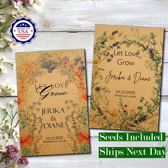 50 PCS Custom Seed Wedding Favors for Guest in Bulk/let Love Grow/elegant  Wedding Favors/florals/wildflower Seed Packet Favors/love in Bloom - Etsy