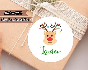 RUSH Merry Christmas Stickers | Personalized Family Name Labels | Glossy Finish