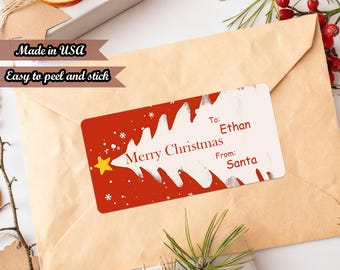 Personalized Santa Christmas Stickers | Glossy Waterproof Holiday Labels