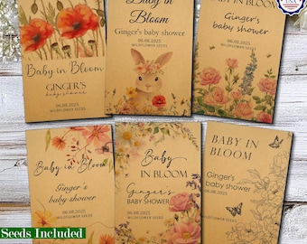 Baby in Bloom Seed Packets | Personalized Baby Shower Favors | Wildflower Seed Packet Favors | Custom Baby Shower Party Favor