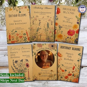 Wildflower Seed Packets for Birthday Party/Birthday Seed Packets/Birth Announcement/Birthday Favors/Photo Birthday Gift/Custom Seeds Favor