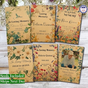 Funeral Favor for Guests, In Loving Memory, Memorial Wildflower Seed Packets, Memorial Favors, Celebration of Life, Custom Sympathy Gifts