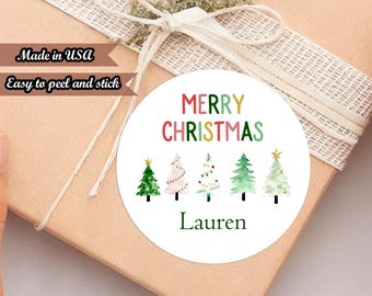 54 BULK Kids Name Christmas Stickers | Personalized Waterproof Gift Labels | Merry Christmas Tags