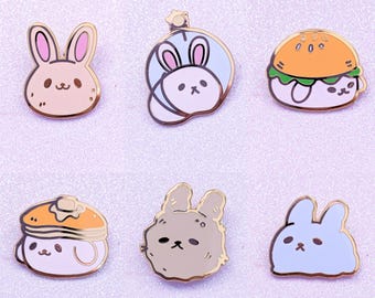 OMORI Inspired Kawaii Bunny Enamel Pins