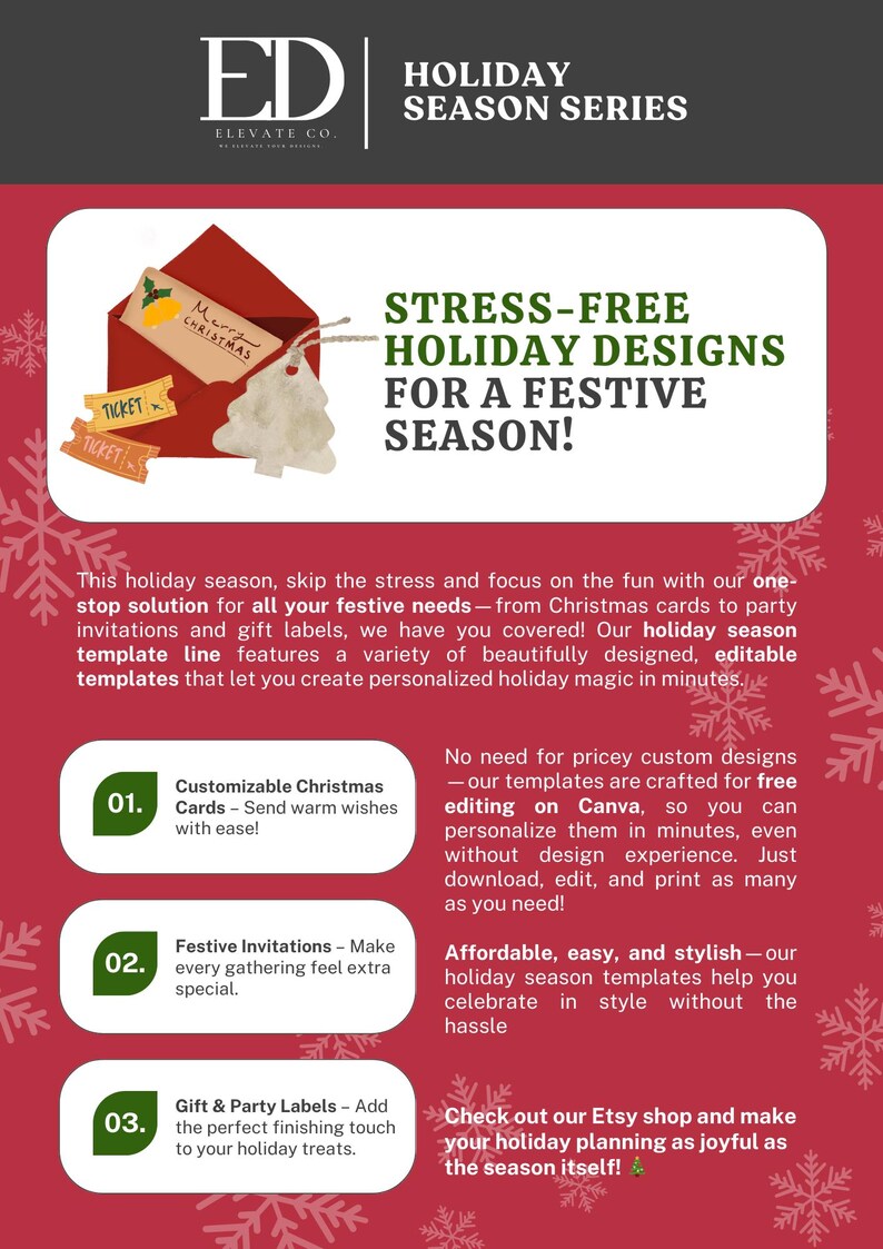 Editable Christmas Menu Template, Holiday Dinner Menu, Printable ...
