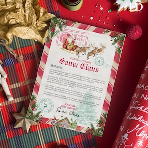 Carta oficial editable de Papá Noel / Carta de Navidad personalizada para niños / Carta de Navidad de Papá Noel, regalo navideño para niños