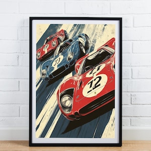 Racing Car Poster - For Car Lover, Perfect Gift for Father&#39;s Day, Birthday, Racing Enthusiasts | Man Cave Vintage Racing Poster Le Mans Spa