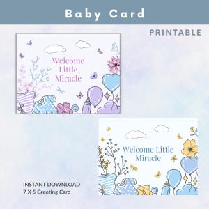 Baby-Dusche-Karte: Blaues Aquarell-Design für Jungen und Mädchen (5 x 7 druckbare digitale Download