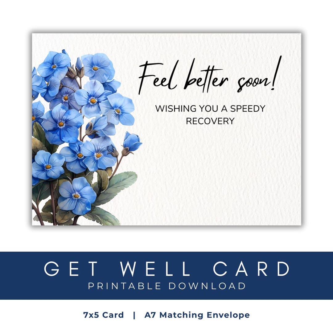 JW Blue Floral Get Well Card Printable | Scriptural Encouragement ...
