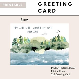 JW Sympathy Card - Aquarell Seelandschaft mit Klippen - Schrift Trost - 17 x 15 Instant Download