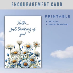 JW Thinking of You Card: Blue Daisies Scripture, Printable PDF