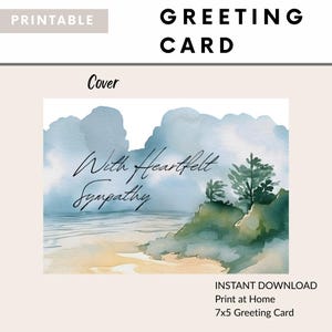 JW Beileid Karte - Aquarell Meerlandschaft Design - Schrift Trost - 20:25 Instant Download