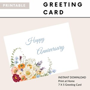 Tarjeta de aniversario - Ramo primaveral de acuarela - 18x12 cm - Descarga instantánea - Floral imprimible