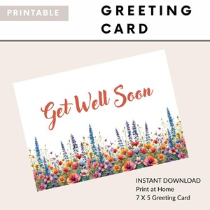 Carte de guérison JW - fleurs sauvages du printemps des prés - téléchargement immédiat 7 x 5 - carte d'encouragement imprimable