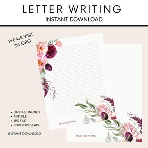 JW Letter Writing - Visite JW.ORG - 4 lindos designs de primavera - Com e sem forro - Lacres para envelopes - Download instantâneo