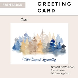 JW Trost Karte - Aquarell Blau, Grau & Braun Forest Design - Schrift Trost - 200x200 Instant Download