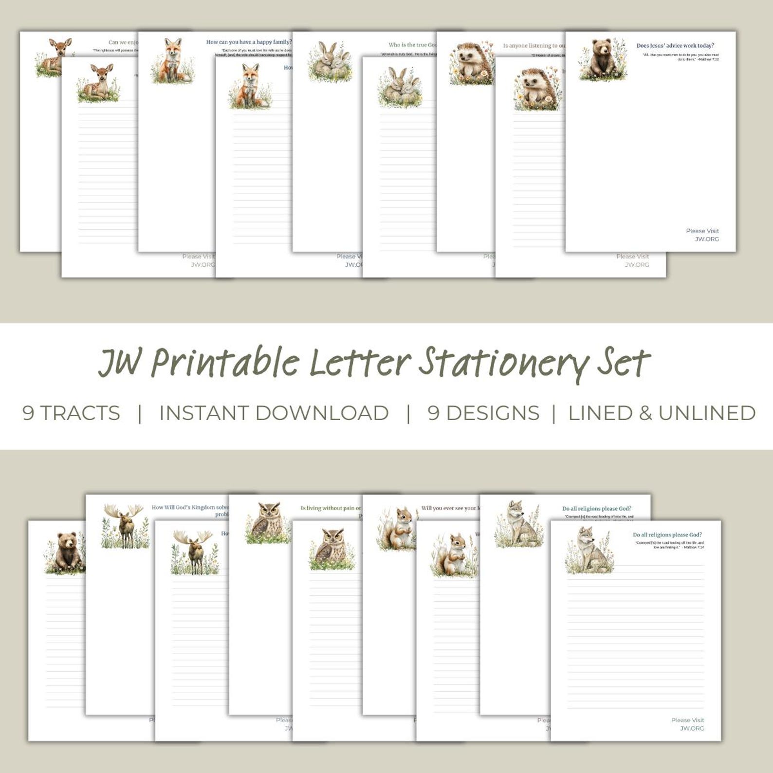 JW Letter Writing Paper | Woodland Animals Stationery, Envelopes ...