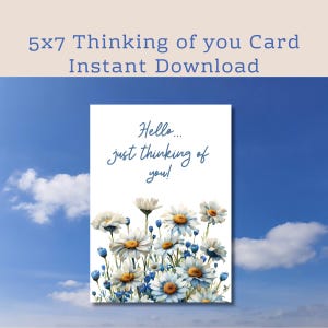 JW Thinking of You Card Printable Blue White Daisies Scripture Card, Encouraging JW Card Digital Download PDF Friends Ministry