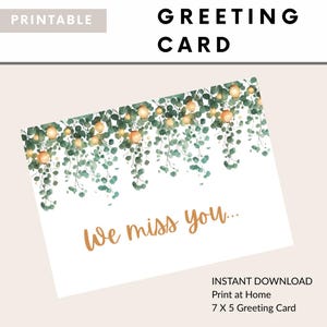 Get Well Card - Watercolor Eucalyptus Vine - 7x5 Instant Download - Printable Encouragement Card
