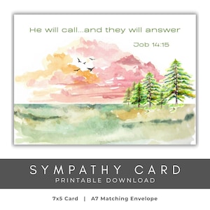 JW Sympathy Card Printable | Watercolor Sunset | Matching Envelope (PDF Download)