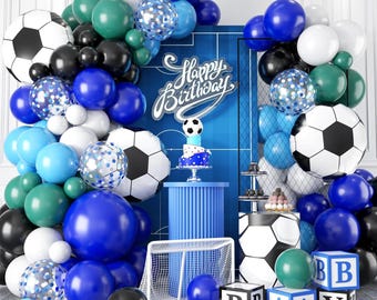 Decoración para fiesta de fútbol, kit de guirnalda de globos, arco de globos, fiesta de cumpleaños, fiesta de fútbol, fondos para fotos