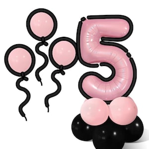 Pink & Black Number Balloon Set, Custom Birthday Party Decoration Kit, Balloon Sculpture, Balloon Arch Set