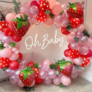 Girlanda balonowa ze słodkimi owocami i truskawkami, zestaw łuków balonowych, przyjęcie urodzinowe, baby shower, dziewczęta, chłopcy, świętowanie świąt, dekoracja imprezy