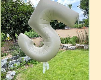 40 Inch Cream Number Balloon, Jumbo Beige Foil Balloon 0-9 for Neutral Birthday Decor