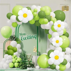 Spring Party Decoration Set,Green Daisy Balloon Garland,Balloon Arch Set,Birthday Party,Bridal Shower,Engagement,Wedding,Photo Backgrounds