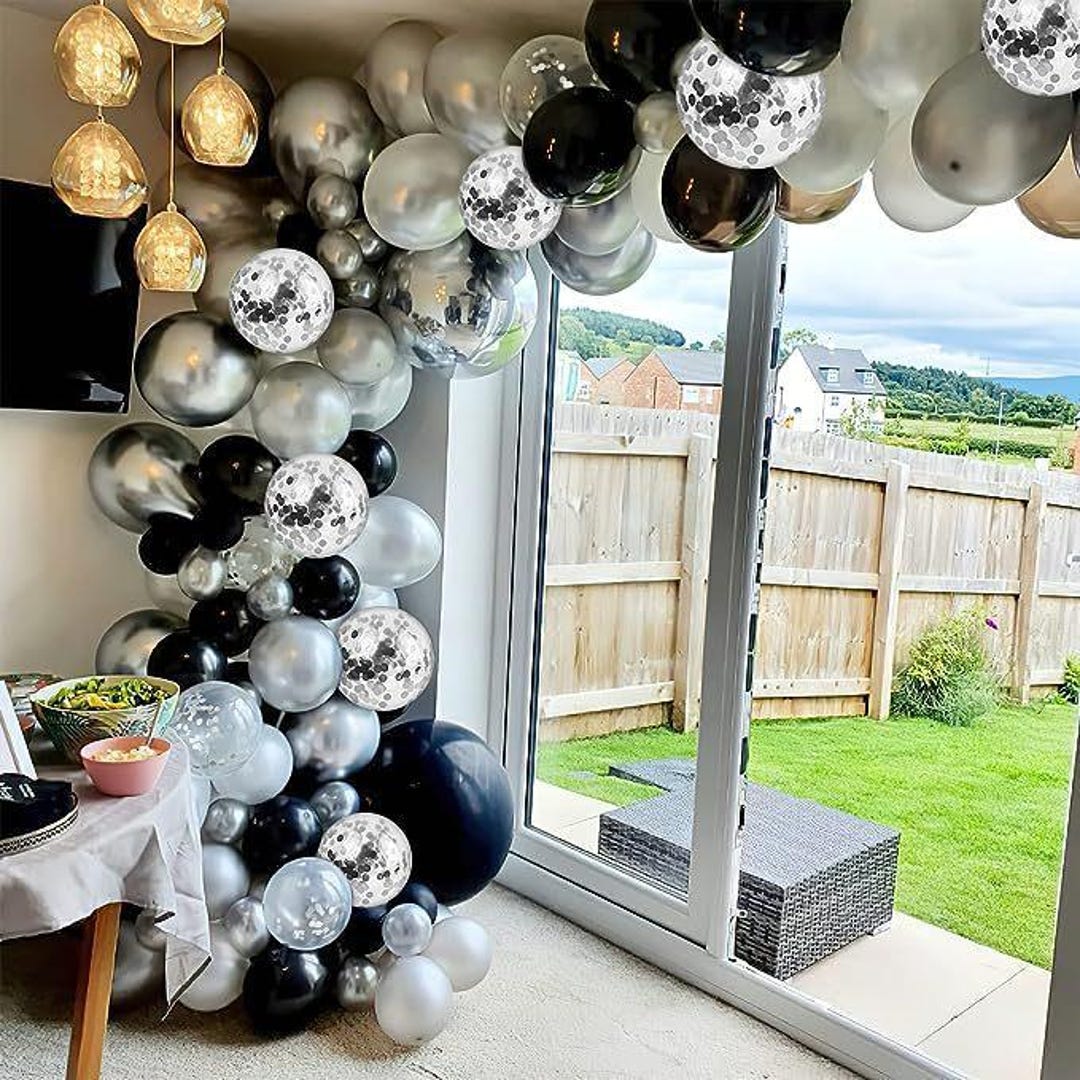 Black White Silver Balloon Arch Set Balloon Garland Kit Birthday black-white-silver-balloon-arch-set-balloon-garland-kit-birthday