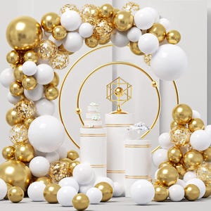 White Gold Balloon Garland Set, Balloon Arch Kit, Birthday, Anniversary, Wedding, Engagement, Party Decoration