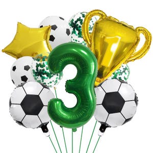 Set di palloncini con trofeo del campionato di calcio, sport, calcio, verde, bambini, ragazzi, decorazione per feste di compleanno, decorazione di scene, sfondi fotografici