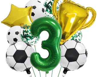 Zestaw balonów z trofeum Mistrzostw Piłki Nożnej, Sport, Piłka nożna, Zielony, Dzieci, Chłopcy, Dekoracja na przyjęcie urodzinowe, Dekoracja sceny, Tła do zdjęć