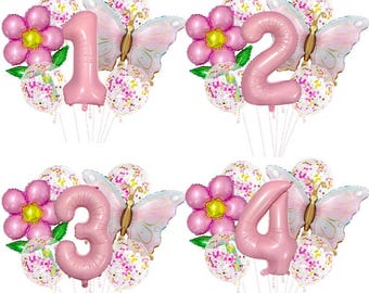 7-teiliges Schmetterling Ballon-Set – Mit Zahl 6, Folienballons Für Geburtstag, Hochzeit, Babyparty