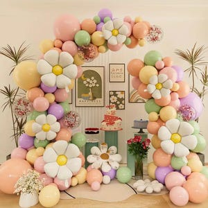 Buntes Gänseblümchen-Ballongirlanden-Bogen-Set, Hochzeit, Verlobung, Jubiläum, Geburtstag, Mädchenparty, Abschlussfeier, Hintergrunddekor