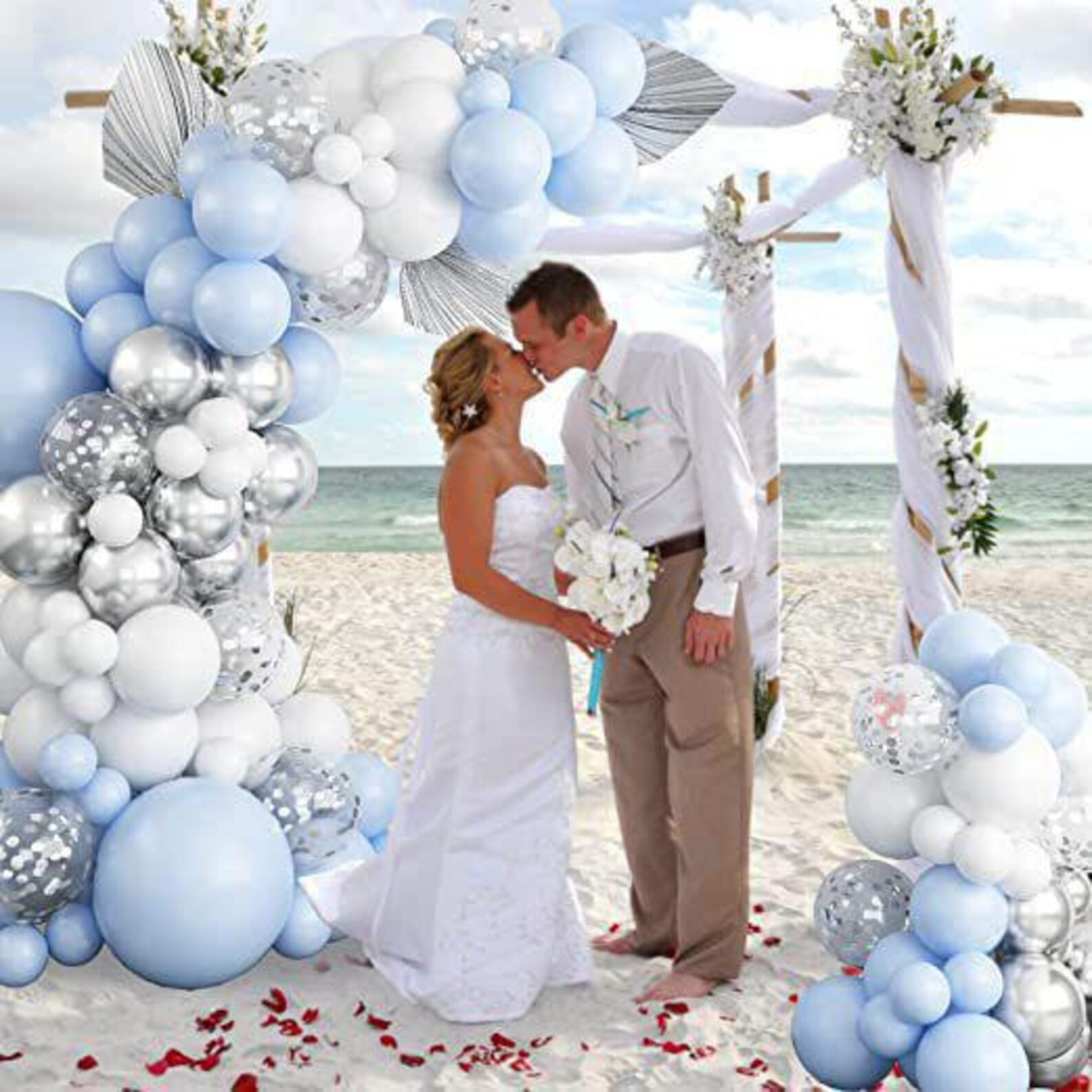 Blue Silver Balloon Garland Kit | Wedding Baby Shower Decorations ...