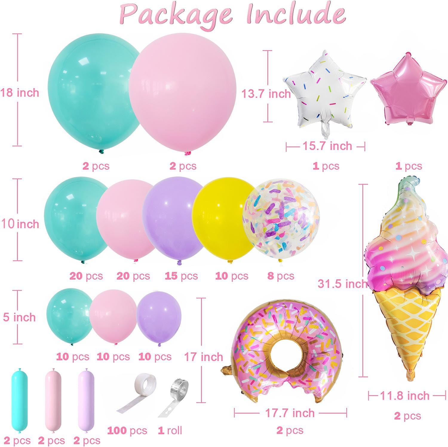 Ice Cream Party Balloon Garland Kit by YoYopartyshop
