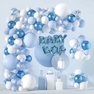 Guirnalda de globos para bebé niño, arco de globos, fiesta de cumpleaños, baby shower, revelación de género, decoración de fiesta, fondos para fotos