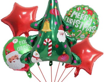 Christmas Balloon Garland Kit - Red, Green, with Christmas Tree and Star Shape for Holiday Party Decor