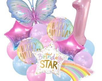 Toyland® Riesen Folienballon – 41 Zoll, Regenbogen Schmetterling Einhorn Kitty | Für Kinderpartys, Mit Helium Oder Luft Füllbar