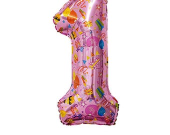 32inch Happy Birthday Pink Printed Foil Number Balloon, Kids, Girls, Boys, Birthday Party Decoration, Scene Setting Photo Backgrounds