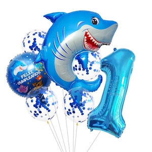 Ensemble de support pour ballons Requin Dessin Animé, Sculpture De Ballons, Ballons Chiffres, Fête D'anniversaire, Baby Shower, Décoration De Fête, Arrière-plans De Photo