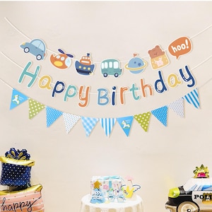 Decoración de pancarta de coche de oso, niños, dibujos animados, fiesta de cumpleaños, bebé, suministros de decoración de cumpleaños