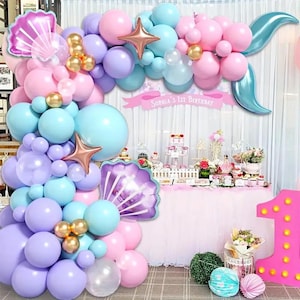 Kit ghirlanda di palloncini a tema oceano con sirena, color macaron, decorazione per feste di compleanno, baby shower, feste per ragazze, set di archi di palloncini