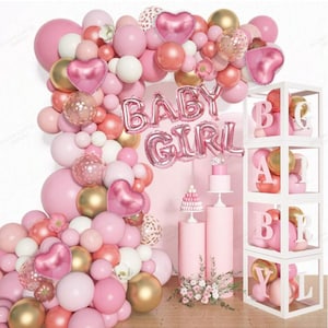 Baby Girl Pink Balloon Arch Set, Balloon Garland, Birthday Party, Baby Shower, Gender Reveal, Photo Backdrop