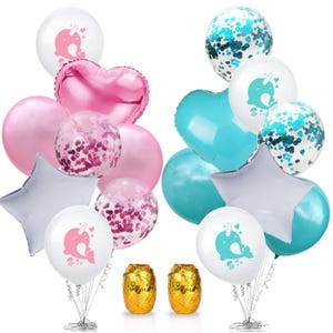 Ensemble de ballons narval à paillettes roses bleus, colonne de ballons, sculpture en ballon, joyeux anniversaire, baby shower, décoration de fête, fond photo