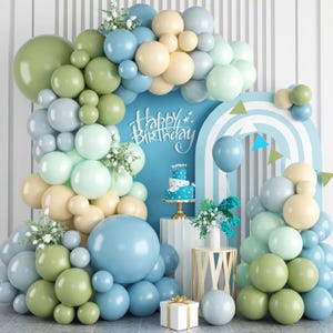Avocado Mist Blue Birthday Balloon Garland Kit,Balloon Arch Set,Wedding Anniversary,Bridal Shower,Wedding,Birthday Party,Baby Shower
